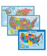 3 Pack - World &amp; USA Map Poster Set  + USA Map Chart (Laminated, 18&quot; x 29&quot;) - £21.46 GBP