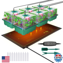 Seed Starter Kit: 72 Cells Trays, Grow Lights &amp; Heat Mat for Seedling Ge... - $51.94