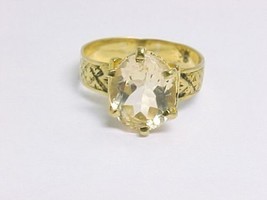 Genuine CITRINE Gemstone RING in Yellow Gold clad Sterling Silver - Size... - £66.77 GBP