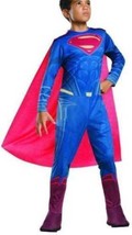 Boys Superman DC Comics Super Hero Jumpsuit &amp; Cape Halloween Costume-size 12/14 - £23.74 GBP