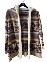 No Boundaries Juniors XLG 15/17 Multi Colored Cardigan Aztec Hooded Open... - $23.92