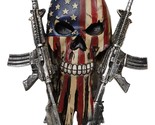 Military American Flag Star Spangled Banner Skull With 2 Gun Rifles Wall... - $24.99