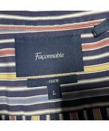 Faconnable Shirt Men’s Large Navy Striped Blue Business Office Casual - $29.37 CAD
