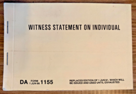 US Army, Witness Statement on Individual, Form M 1155, 1966 [e-12] - $15.00