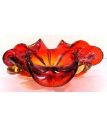 Murano Italy Barovier &amp; Toso Art Glass Ruffled Rim Sommerso Amberina Bowl - $3,741.43 MXN