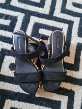 River Island Black Wedge Sandals With Gold Embellishments On The Heel For Women - £17.98 GBP