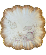 Antique Limoges France Hand Painted Fish Plate Square Shell Border 11&quot; U57 - £37.02 GBP