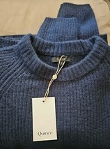 Quince Mongolian Cashmere Fisherman Crewneck Sweater Pullover, Navy Sz S... - $64.34