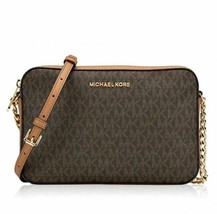 NWB Michael Kors Logo EW Crossbody Brown 35F8GTTC3B Chain Acorn $328 Dust Bag Y - £66.46 GBP