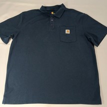 Carhartt Polo Shirt Mens XL Original Fit Blue Cotton Blend Short Sleeve K570 NVY image 11