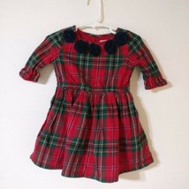 Crown And Ivy Plaid Dress 2T Toddler Red Green Holiday Flower Trim - £10.73 GBP