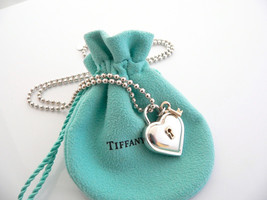 Tiffany &amp; Co Silver 18K Gold Heart Key Necklace Pendant 20 Inch Gift Pouch Love - £549.06 GBP