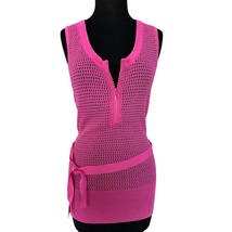 Cache Pink Rhinestone Zipper Peek A Boo Removable Belt Top Stretch NWT $88 - $35.20