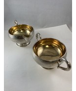 Amston Sterling Silver Weighted Sugar Bowl &amp; Creamer Set #834 Gold Washe... - £107.39 GBP