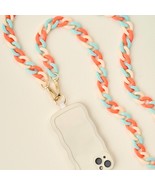 Hold the Phone Crossbody Chain Tri Coastal Coral Aqua Cream - $470.41 MXN