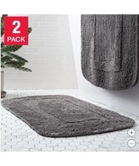 Roozt Home Bath Rugs Dark Gray 2-Pack Reversible Absorbent Soft Fluffy C... - $76.29 CAD