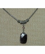 Pendant necklace 15-18&quot; purple poss flourite / troumaline silver tone ch... - $24.74