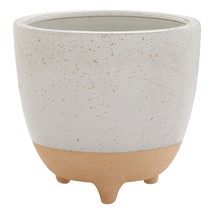 Better Homes &amp; Gardens 10&quot; x 10&quot; x 9&quot; Round White and Beige Ceramic Plant Plante - £31.81 GBP
