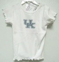 NCAA Kentucky Wildcat KU Logo White Girls Ruffle T-Shirt Two Feet Ahead ... - £14.05 GBP