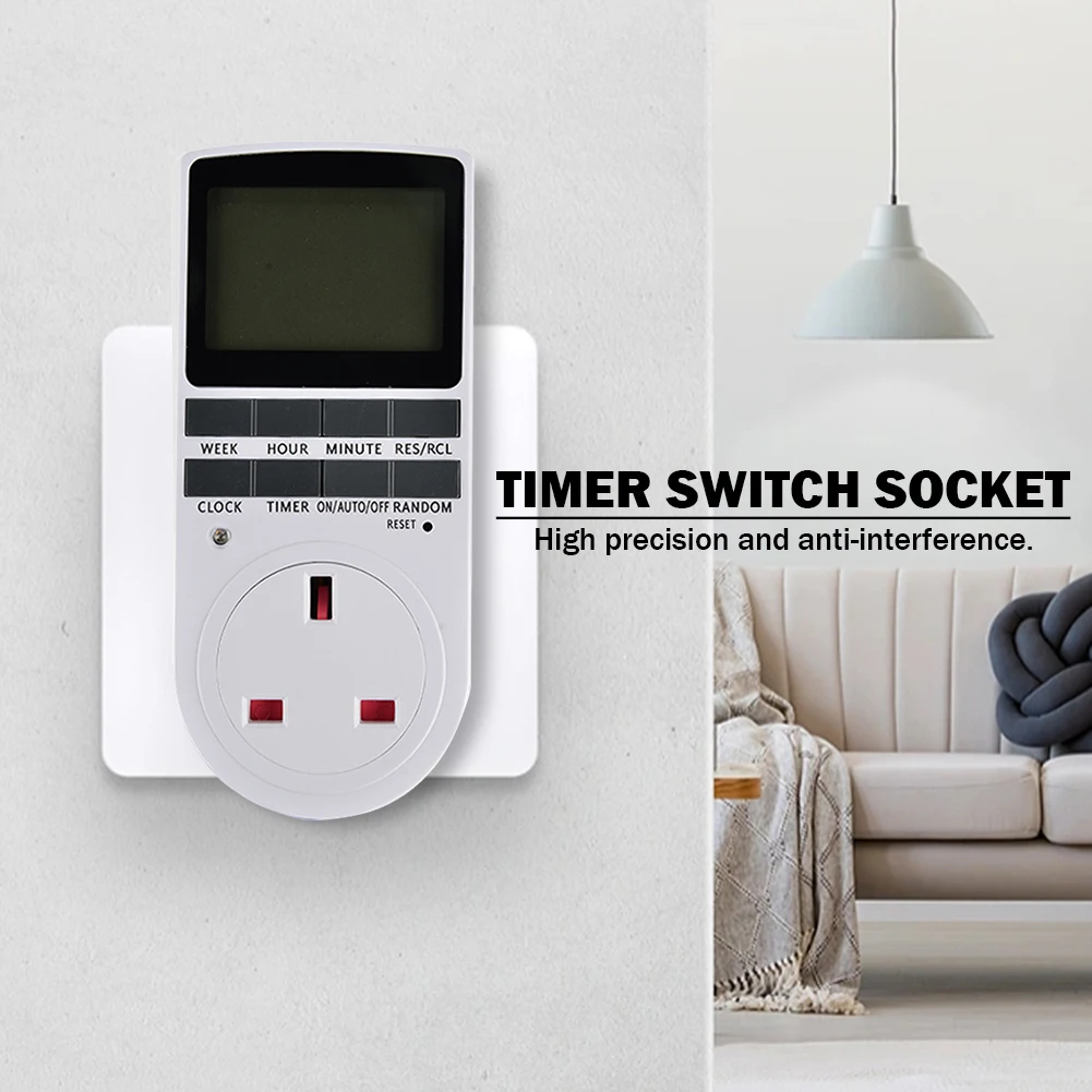 Digital Timer Switch Socket UK  LCD Display Progmable Timing Socket Rech... - £45.78 GBP