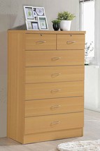 Beech Finish Wooden 7 Drawer Chest Dresser Clothes Storage Lockable Orga... - $380.99