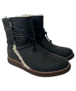 Ugg Boots Womens 8 Luisa Sheepskin Leather Water Resistant Wool Lined Black - £62.38 GBP