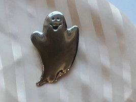 Hallmark Halloween Ghost Pin Brooch Metal Chrome 2.75" - $11.88