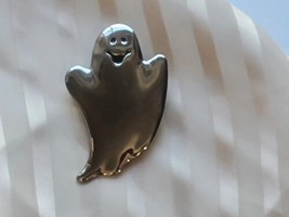 Hallmark HALLOWEEN GHOST Pin Brooch Metal Chrome 2.75&quot; - £9.34 GBP