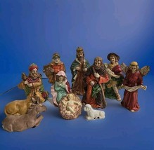 11 Piece Porcelain Nativity Set with Storage Box Christmas Christian Jesus  Vtg - £24.46 GBP