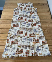 D&amp;Co NWOT Women’s V Neck printed midi dress size PM Scenic Cream AA - £15.65 GBP