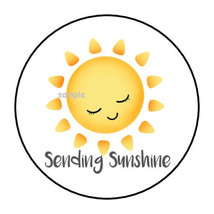 30 Sending Sunshine Envelope Seals Labels Stickers 1.5&quot; Round Happiness - £5.88 GBP