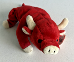 1995 TY Beanie Baby "Snort" the Bull Red &amp; White 9" with Hanging Tag - $19.99