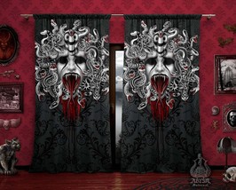 Goth Medusa Curtains, White Snakes, Gothic Home Decor, Window Drapes, Sheer and  - £131.41 GBP