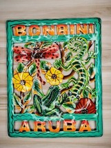 Tropical Island Wall Decor Tiki 15” Vintage Colorful Hand Cut Painted Metal  - $23.99