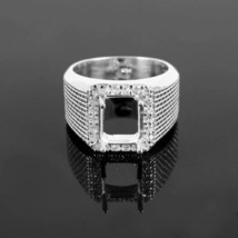 Solid Silver Ring Setting Men 8x10 mm Emerald Cut Engagement Semi Mount Rings - £37.33 GBP