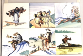 Ceramic Art Tiles Old World 6 Different Scenes 6&quot; x 6&quot; Vintage - £37.25 GBP