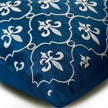 Boroque Royal Blue Pillow Covers, Art Silk 16&quot;x16&quot; Pillow Cover, French Vanilla - £23.42 GBP+