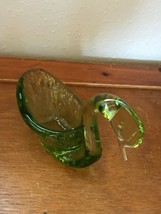 Estate Handmade Small Thick Green Glass Swan Holder Figurine – 3.25 inch... - $11.29