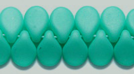  Pip Beads, Aquamarine Silk Matte Pearl 5x7mm, 50 Czech glass flower turquoise - £2.96 GBP