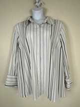 Maggie Barnes Womens Plus Size 3X Blk/Wht Stripe Button-Up Shirt Long Sleeve - £14.36 GBP