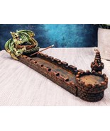 Green Dragon Perching On Castle Parapet Allure Roof Incense Burner Figurine - $448.46 MXN