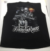 Vintage T Shirt - American Riders 90&#39;s Skull Motorcycle Girl Cut-off Sle... - $606.63 MXN