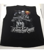 Vintage T Shirt - American Riders 90&#39;s Skull Motorcycle Girl Cut-off Sle... - $45.28 CAD