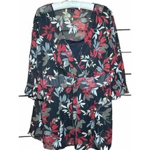 I.N. Studio Womens 1X XL Floral Shirt w Black Tank Work Wear - RB - £11.43 GBP
