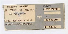 National Theatre Les Miserables Ticket Stub August 1990 Washington DC - £7.75 GBP