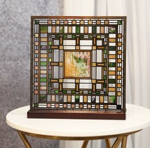 Frank Lloyd Wright Martin House Pier Laylight Stained Glass Wall Desktop Plaque - £68.42 GBP
