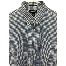  Lands’ End Shirt Men&#39;s L 16 Blue Plaid Button Up 100% Cotton Short Sleeve - $354.47 MXN