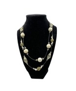 Two Strand Silver and White Beaded Necklace 18 inch with 3 inch extender - £15.63 GBP
