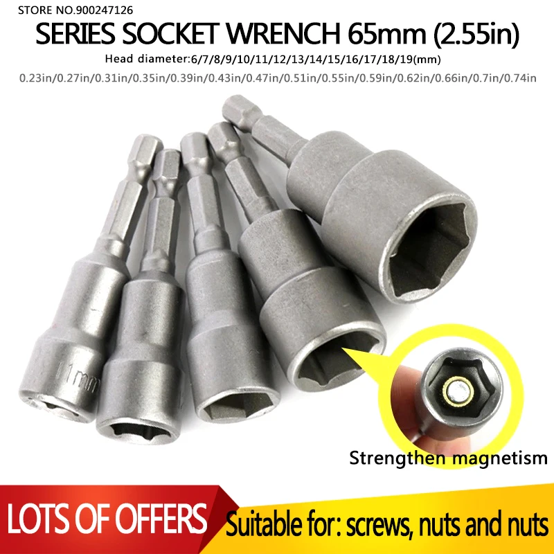 1Pc 6mm-19mm impact Socket Magnetic Nut Screwdriver 1/4 hex key set Drill Bit Ad - £131.42 GBP