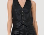 Vintage Havana Leather Button Front Vest Size L - €37,42 EUR